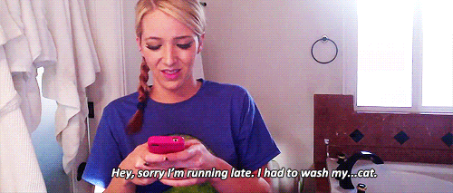 Jenna Marbles giving an example of excuses.