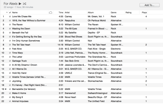 A screenshot of some of the songs that made it on the jump drive.